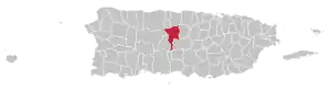 Map of Puerto Rico highlighting Ciales Municipality