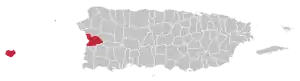 Map of Puerto Rico highlighting Mayagüez Municipality