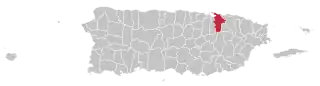 Map of Puerto Rico highlighting San Juan Municipality