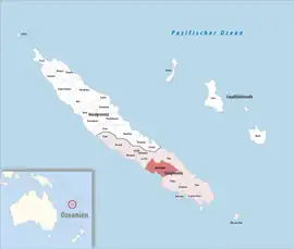 Location of the commune (in red) within New Caledonia