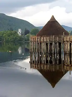 Image 6Reconstruction of a timber crannog, an ancient man-made island, on Loch Tay; several hundred crannog sites have been recorded in ScotlandCredit: Dave Morris