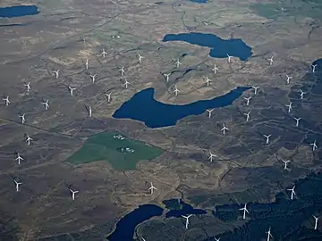 Image 28An aerial view of Whitelee Wind Farm, the largest onshore wind farm in the UK and second-largest in Europe (from Wind farm)