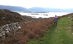 View from Ulva: Inch Kenneth is the longer island behind Geasgill Mor and Beag