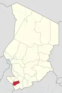 Map of Chad showing Logone Occidental.