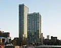 The Landmark in Canary Wharf, seen from Westferry Circus. October 2014.