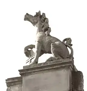 Unicorn on left of pediment