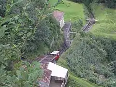 Looking down on the upper station