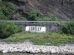 Sign on the bank of the Rhine