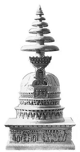 Loriyan Tangai decorated stupa, in the Greco-Buddhist art of Gandhara (2nd century CE).