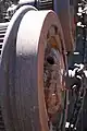 A Spare flanged wheel and axle assembly kept at the Echo Mountain maintenance barn for repair of the cars moving from Echo to the Mount Lowe Tavern.