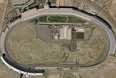 An overhead photo of the Charlotte Motor Speedway taken in 2005.