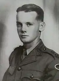 A portrait of a soldier in military uniform