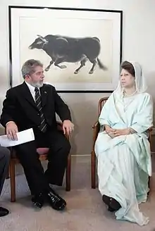 Image 17Khaleda Zia, Bangladesh's first woman prime minister, with President Lula of Brazil, during her second term (from History of Bangladesh)