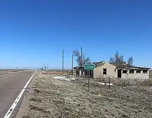 Looking east along State Highway 116 in Lycan.