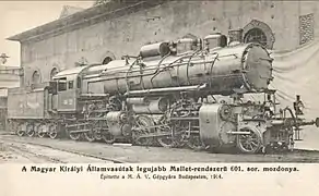 The four-cylinder 2,950 hp (2,200 kW) MÁV Class 601 was the strongest steam locomotive of pre WW1 Europe.