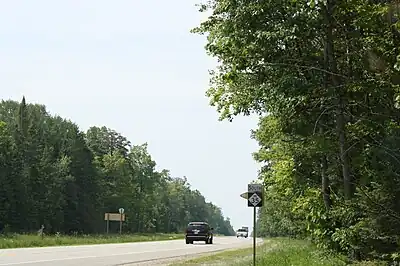 Looking south along M-35 in Menominee County