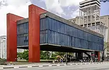 Image 10São Paulo Museum of Art, São Paulo, a 1968 concrete-and-glass structure designed by Lina Bo Bardi, considered a landmark of the city and a major example of modern Brazilian architecture