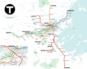 Geographically accurate MBTA map (2011)