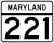 Maryland Route 221 marker