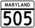 Maryland Route 505 marker