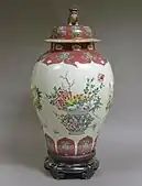 Jar: 18th century; porcelain painted in overglaze famille rose enamels; height: 61 cm; Metropolitan Museum of Art (New York City)