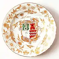 18th-century armorial ware plate; far less common than from China