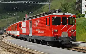 Deh 4/4 No. 93 in MGB livery at Sedrun, 2009.