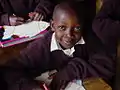 A student working on an assignment in the classroom.