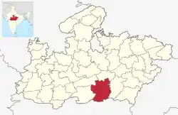 Location of Chhindwara district in Madhya Pradesh