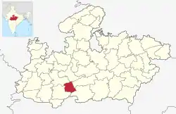 Location of Harda district in Madhya Pradesh