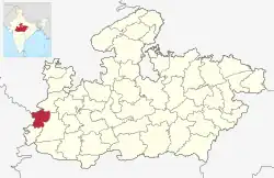 Location of Jhabua district in Madhya Pradesh