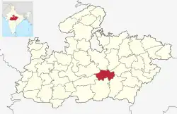 Location of Narsinghpur district in Madhya Pradesh