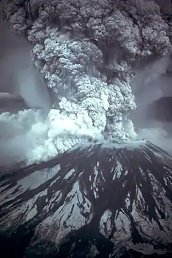  A billowing cloud of volcanic gas erupts from the Mount St. Helens volcano on May 18, 1980.