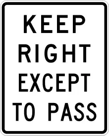 Keep right except to pass