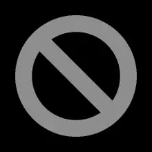 Prohibited sign (a circle with a single line crossing through it) that is shown during the boot process when the system is not allowed to proceed.