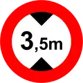 18a) — No vehicles over 3.5 metres in height