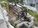 Machinery of the quarrymen near a shelter on the line