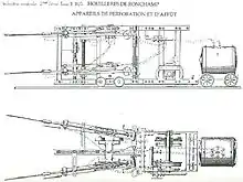 Two cross-sections, one from the side and one from above