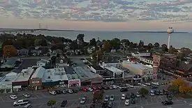 Downtown Mackinaw City looking north toward the Mackinac Bridge