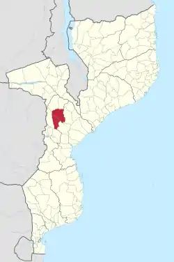 Macossa District on the map of Mozambique