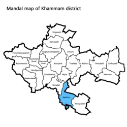 Madhira mandal highlighted in blue