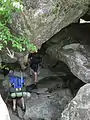 Some of the boulders that hikers must pass under