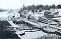 Major's Hill and the locks in 1861; the lockmaster's house (partially visible on the right side of the image) was demolished when Major's Hill became a park in 1876.