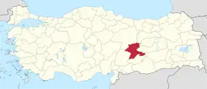 Location of the province within Turkey