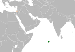 Map indicating locations of Maldives and Palestine