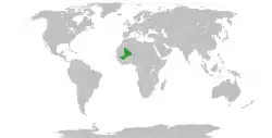 Map indicating locations of Mali and Netherlands