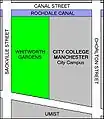 Map showing location of Sackville Gardens