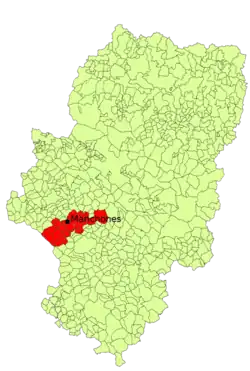 Location of Machones within Campo de Daroca in Aragon