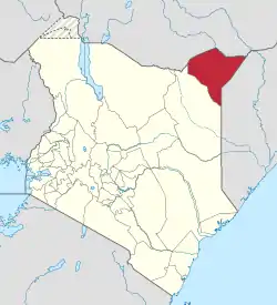 Location of Mandera County in Kenya