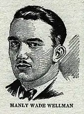 Etching of Wellman in Wonder Stories (1931).